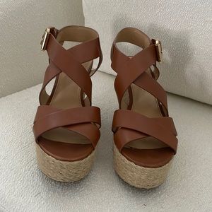 Michael Kors corded wedge size 7 - camel color 4 inches high